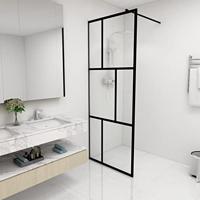 VidaXL Inloopdouchewand 80x195 cm gehard glas zwart - thumbnail