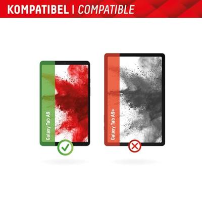 Displex Tablet glas (9H) voor Samsung Galaxy Tab A9, eco-montageframe L-vorm, onbreekbaar, ultradun, onzichtbaar