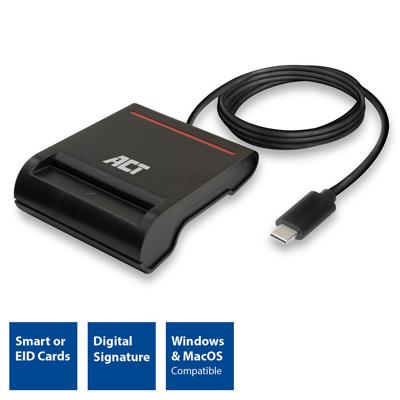 ACT AC6020 USB-C Smartcard eID Card Reader - External - Zwart