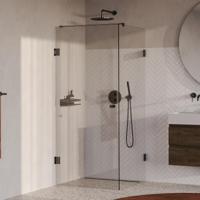 Brauer Void - Carving Douchecabine met Draaideur - Helder Glas - 80x80x200 cm - incl. Glascoating - PVD Gunmetal Geborsteld - thumbnail