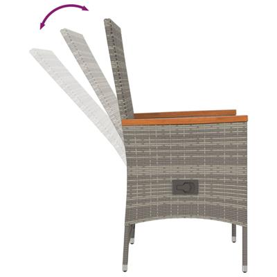 9-delige Tuinset met kussens poly rattan grijs