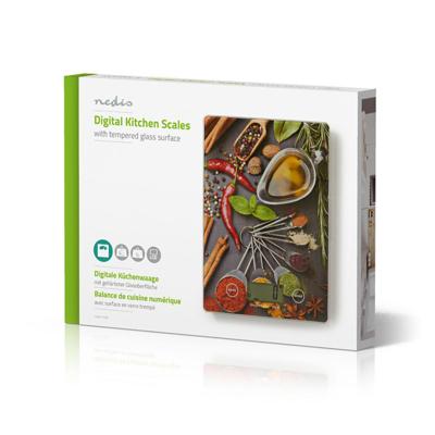 Nedis Keukenweegschaal | Digitaal | Glas / Kunststof | Multicolour | 1 stuks - KASC113VA KASC113VA