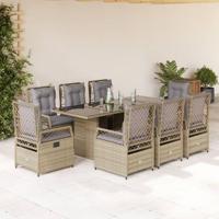 9-delige Tuinset met kussens poly rattan beige - thumbnail