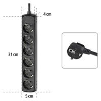 Hama 6 Way Stekkerdoos Zwart - thumbnail