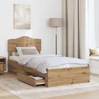 Bedframe met hoofdeinde Artisan Eiken 90 x 190 cm Bewerkt hout - thumbnail