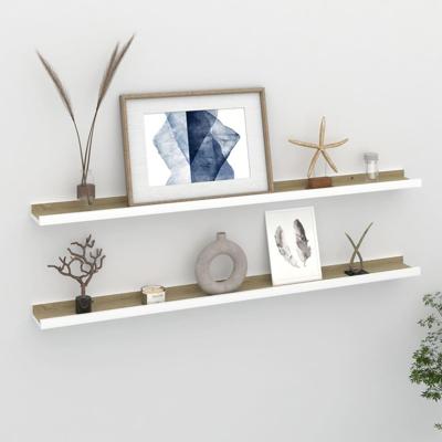 Wandschappen 2 st 100x9x3 cm wit en sonoma eikenkleurig Wandschappen 2 st 100x9x3 cm wit en sonoma eikenkleurig