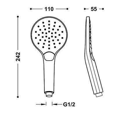 Handdouche Tres Massage Eco-Drop 3-Standen 11x5.5x24.2 cm Mat Wit Tres