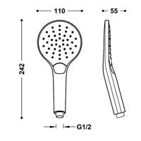 Handdouche Tres Massage Eco-Drop 3-Standen 11x5.5x24.2 cm Mat Wit Tres - thumbnail