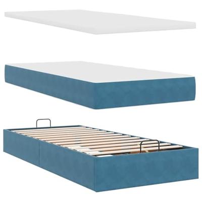 Ottoman bed met matras 90x190cm fluweel donkerblauw