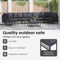 Tuinbankenset met kussen 7 pcs Zwart Staal - thumbnail