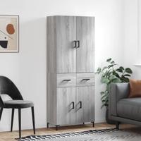 Hoge kast 69,5x34x180 cm bewerkt hout grijs sonoma eikenkleurig - thumbnail