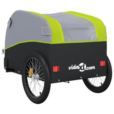 VidaXL Fietstrailer 45 kg ijzer zwart en groen - thumbnail