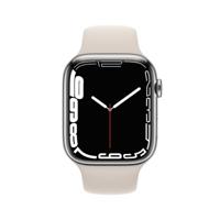 Apple Watch Series 7 (GPS + Cellular, 45mm) Smartwatch, Edelstahlgehäuse Silber, Sportarmband Sternenlicht - Regular. Fitnesstracker, Blutsauerstoff und EKGApps, Always-On Retina Display, Wasserschutz - thumbnail