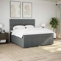 Boxspring met matras stof donkergrijs 180x200 cm - thumbnail