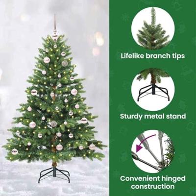 Kunstkerstboom met 150 LED met standaard Groen 150 cm PE en PVC