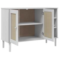 Dressoir SENJA 112x40x80 cm rattan look massief grenenhout wit - thumbnail
