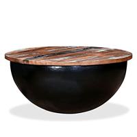 Salontafel komvormig massief gerecycled hout zwart - thumbnail