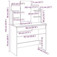 Kaptafel met spiegel 96x39x142 cm artisanaal eikenkleur - thumbnail