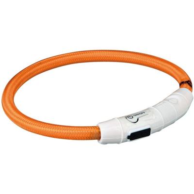 Trixie lichtgevende halsband hond flash usb tpu / nylon oranje