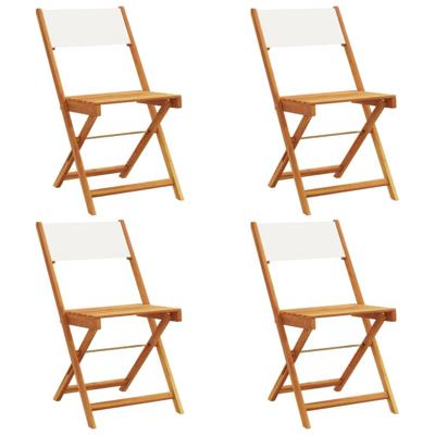 Tuinstoelen 4 st inklapbaar massief hout en stof crèmewit - thumbnail