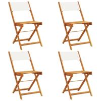 Tuinstoelen 4 st inklapbaar massief hout en stof crèmewit - thumbnail