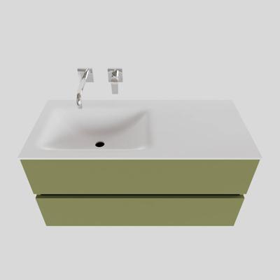 Badkamermeubel Solid Surface BWS Oslo 100x46 cm Links Mat Groen (zonder kraangaten) Badkamermeubel Solid Surface BWS Oslo 100x46 cm Links Mat Groen (zonder kraangaten)