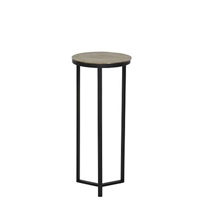 Light & Living Bijzettafel 'Retiro' zuil, mat zwart+ruw antiek brons