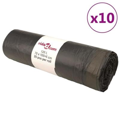 VidaXL Vuilniszakken met trekkoorden 250 st 120 l zwart VidaXL Vuilniszakken met trekkoorden 250 st 120 l zwart