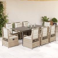 9-delige Tuinset met kussens poly rattan beige - thumbnail