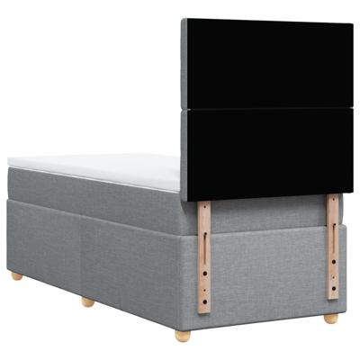 Boxspring met matras stof lichtgrijs 140x200 cm - thumbnail