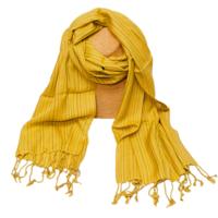 Gestreepte Sjaal van Katoenviscose (Geel) - thumbnail