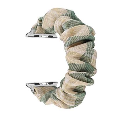 Elastisch scrunchie nylon bandje - Khaki / Groen - Geschikt voor Apple Watch 38mm / 40mm / 41mm / 42mm Elastisch scrunchie nylon bandje - Khaki / Groen - Geschikt voor Apple Watch 38mm / 40mm / 41mm / 42mm