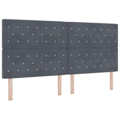 LED Boxspring Bed met Matras Donkergrijs 200 x 200 cm Fluweel