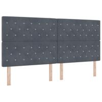 LED Boxspring Bed met Matras Donkergrijs 200 x 200 cm Fluweel - thumbnail