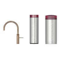 Quooker Fusion Round kokendwaterkraan - draaibare uitloop - Combi incl. Cube reservoir - Warm / kokend / bruisend / gefilterd water - Messing Patina (Goud) 22FRPTN-CUBE - thumbnail