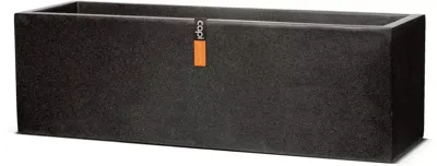 Bloempot rechthoekig laag II zwart