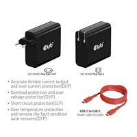 Club 3D Travel Charger 140 Watt GaN technology, Single port USB Type-C oplader - thumbnail
