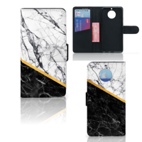 Moto G5S Bookcase Marmer Wit Zwart - Origineel Cadeau Man - thumbnail
