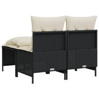 4-delige Loungeset met kussens poly rattan zwart - thumbnail