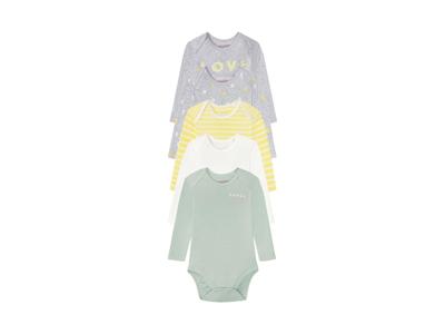 lupilu Babymeisjes rompertjes, 5 stuks, van zuivere bio-katoen (Grijs/Geel/Mint/Wit, 74/80)