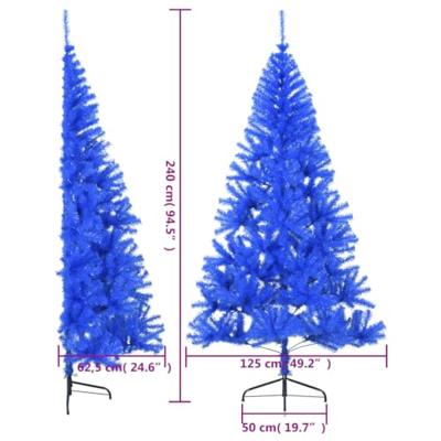 VidaXL Kunstkerstboom met standaard half 240 cm pvc blauw