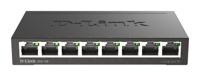 D-Link DGS-108 8-Port Layer2 Gigabit Switch (tot 1000 Mbps gegevensoverdracht per poort, non-blocking architectuur, zonder ventilator, metalen behuizing) zwart, 8 Ports - thumbnail