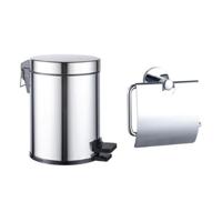 Fortifura Calvi toilet accessoireset - toiletrolhouder - met klep - pedaalemmer - 5 liter - chroom SW1183142/SW1111576 - thumbnail