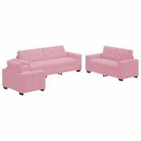 Bankstel 3 pcs Roze 221 x 80 x 80 cm Fluweel - thumbnail