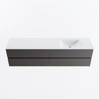 MONDIAZ VICA 190cm badmeubel onderkast Dark Grey 4 lades. Wastafel CLOUD rechts 1 kraangat, kleur Talc. - thumbnail