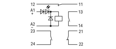 WAGO 286-336/001-000 Steekrelais 24 V/DC 2x NC, 2x NO 10 stuk(s)