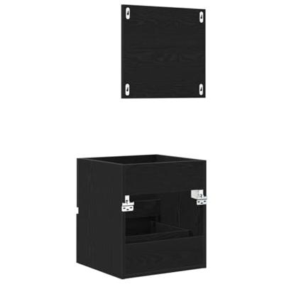 Badkamerkast Zwart Eiken 41 x 38.5 x 45 cm Bewerkt hout