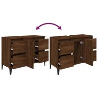 Wastafelkast 80x33x60 cm bewerkt hout bruin eikenkleur - thumbnail