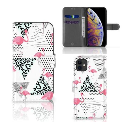 Apple iPhone 11 | Telefoonhoesje | Met pasjeshouder | Flamingo Triangle