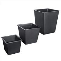 Bloempotten polyrotan set van 3 stuks in zwart - thumbnail
